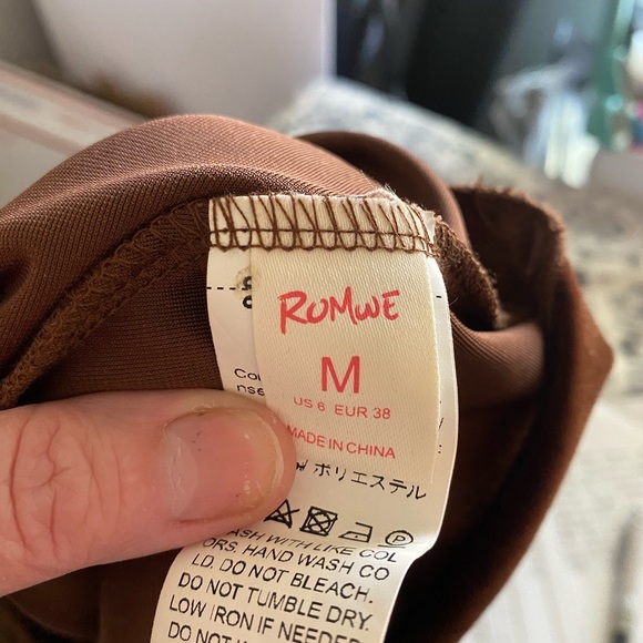 ROMWE Chocolate Brown‎ Velvet Dress 90s Y2K Grunge - Picture 4 of 5